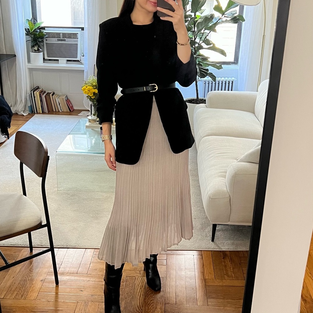 COS Black and Cream Midi Skirt